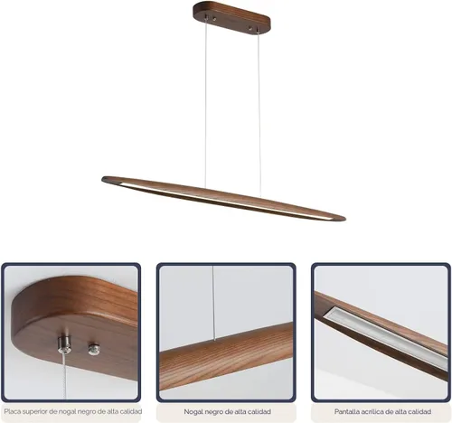 Vista 8 de YISDESIGN Lámpara colgante lineal de madera de 51 pulgadas, lámpara moderna para mesa de billar, luces de isla de cocina para comedor, bar, isla