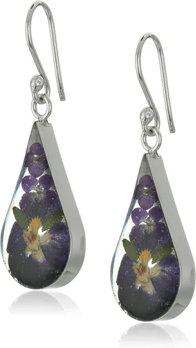 Vista 19 de Amazon Essentials Pendientes de plata de ley con forma de lágrima de flor prensada (anteriormente Amazon Collection)