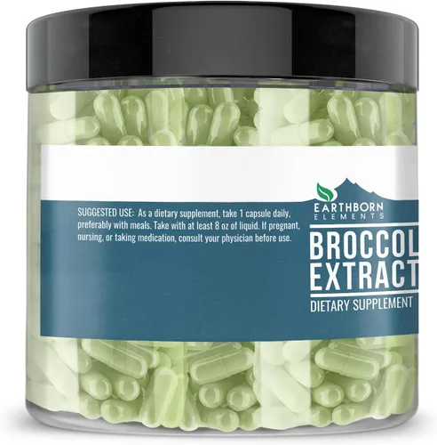 Vista 2 de Earthborn Elements Extracto de brócoli 200 cápsulas, puro y sin diluir, sin aditivos