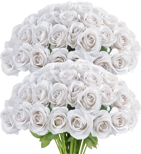 Vista 41 de LVEFIT - 12 rosas artificiales de otoño para decoración de otoño Beige