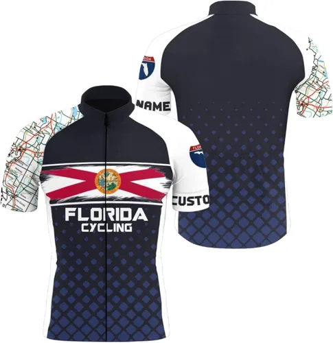 Vista 3 de Florida - Camiseta de ciclismo para hombre y mujer con bolsillos UPF50+ FL, camiseta de ciclismo transpirable Florida MTB BMX Gear SLC161