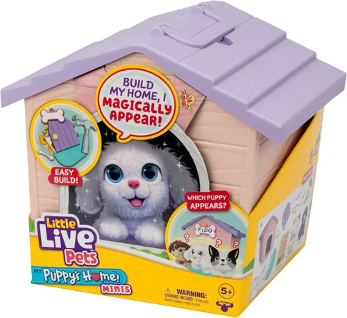 Vista 8 de Little Live Pets Mi casa de mi cachorro Mini Set de juego, Rosa, Perro de juguete con juguetes de casa de perro, Juguete de peluche personalizable