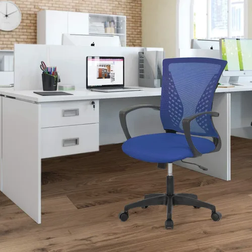Vista 2 de Meet Perfect Silla de oficina con respaldo medio de malla con soporte lumbar ergonómico y reposabrazos, silla de computadora ajustable, silla