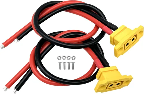 Vista 7 de 2 unidades Amass XT60E-M - Conector de batería macho montable, conector de montaje en panel XT60 con cable de 11.8 in para batería RC Lipo FPV