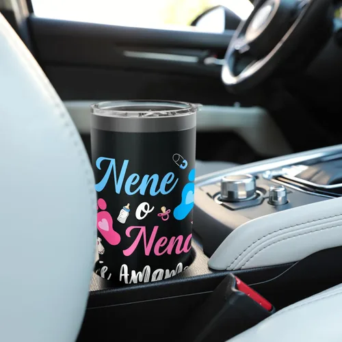 Vista 6 de Vaso aislado de acero inoxidable mexicano a juego Nene o Nena Te Amamos Negro