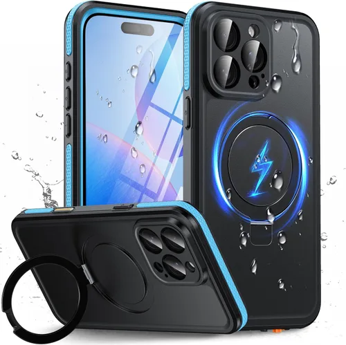 Vista 8 de Oterkin Funda magnética impermeable para iPhone Air con [protector de pantalla integrado] [soporte invisible] [compatible con MagSafe]