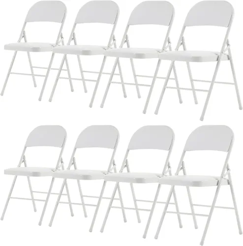 Vista 34 de Paquete de 4 sillas plegables negras, sillas plegables acolchadas con asiento y respaldo de piel sintética, sillas plegables de metal portátiles