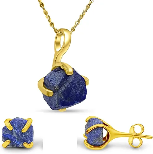Vista 71 de Juego de joyas de piedras preciosas crudas reales con plata de ley 925 chapada en oro real, collar y aretes de piedra natal, regalo para ella por