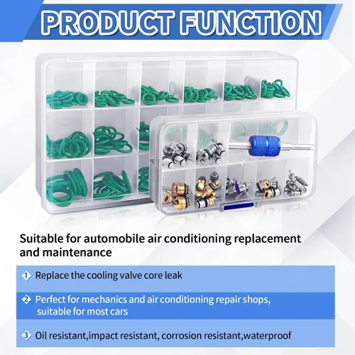 Vista 11 de Kit de reparación de aire acondicionado para automóvil: 270 piezas kit de juntas tóricas de CA y 40 piezas de núcleo de válvula de CA para sistema