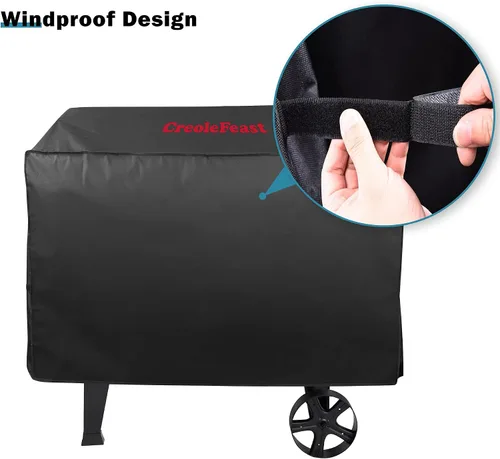 Vista 6 de Creole Feast CR1001A - Funda Oxford para parrilla, impermeable, resistente para protección contra todo el año, color negro
