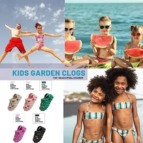 Vista 5 de LEPHYON Sandalias de burbujas para niños Zapatos de pelota de golf Zuecos Gargen para niñas Pantuflas divertidas para niños, cómodas