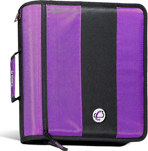 Vista 20 de Case-It - Clásica carpeta con cremallera, con argollas de 2 pulgadas, múltiples bolsillos, capacidad para 800 hojas, correa de hombro - Negro Un