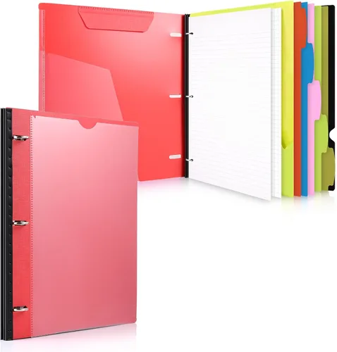 Vista 12 de WOT I Paquete de 1 Carpeta de Anillas Telescópica de 3 Anillas - Cubierta Personalizable, 5 Divisores y Carpeta de Bolsillo en un Organizador Negro