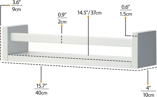 Vista 2 de Wallniture Utah - Juego de 2 estantes flotantes de madera para decoración de habitación de bebé, color blanco