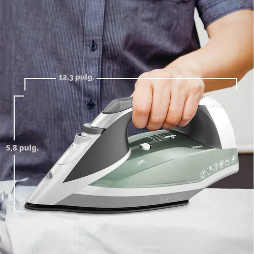 Vista 8 de BLACK+DECKER Vitessa - Plancha de vapor avanzada, ICR2020, suela antiadherente de vapor uniforme, apagado automático, cable retráctil sin enredos