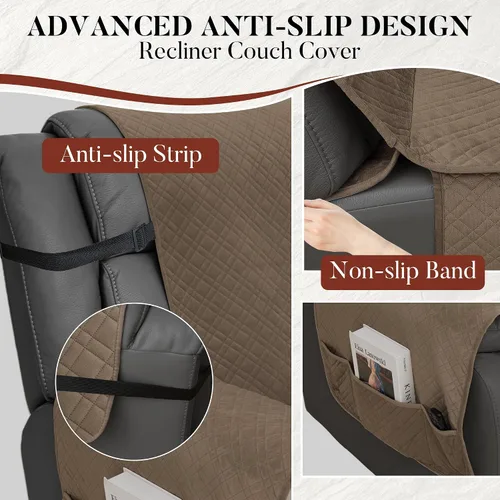 Vista 5 de Fundas de terciopelo 10% impermeables para sofá modular reclinable en forma de L, juego de 1 funda acolchada para sofá reclinable esquinero, lavable