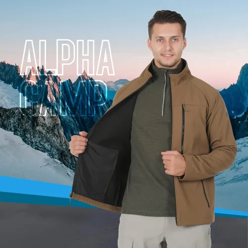 Vista 6 de ALPHA CAMP Chaqueta Softshell para hombre con capucha, forro polar, resistente al agua, chaqueta ligera