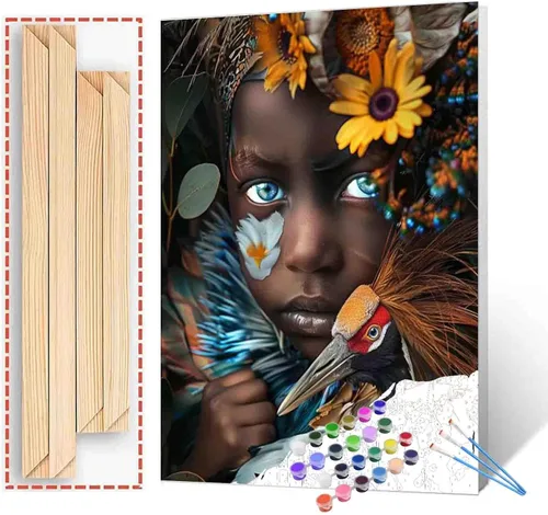 Vista 43 de Paquete de 6 pinturas por números para mujeres sudafricanas para adultos, principiantes, músicos negros, kits de pintura al óleo sobre lienzo