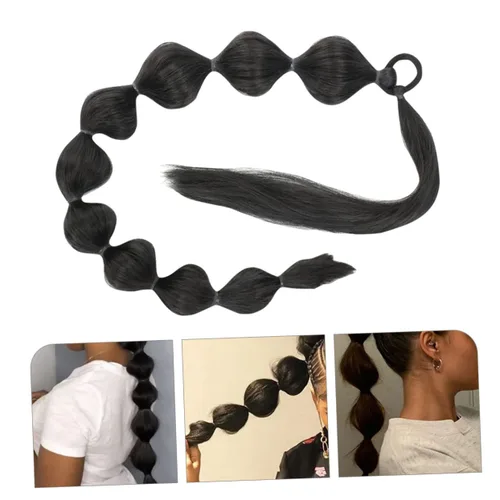Vista 5 de FOMIYES Peluca de cola de caballo de burbujas, pelucas para mujer, cola de caballo afro, cola de caballo con burbujas, extensión de cola de caballo