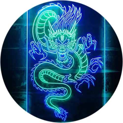 Vista 20 de Cartel de neón ADVPRO LED con dragón chino, letrero de neón LED de color dual st6-i3225