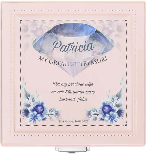 Vista 7 de Maverton Almacenamiento de joyas rosa Elegante caja personalizable para una mujer encantadora Joyero con sobreimpresión Para ella Mamá