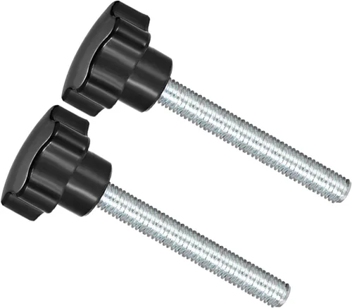 Vista 19 de Perillas de sujeción de estrella, rosca macho M6 x 0.591 in, cabeza de 1.220 in, mango de tornillo de pulgar de plástico, perno roscado negro