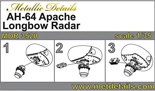 Vista 6 de MDR3520-135 AH-64 Apache. Kit de modelo de escala de radar de arco largo