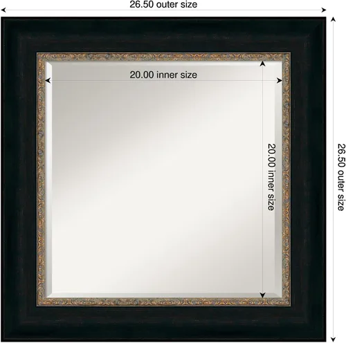 Vista 2 de Amanti Art Bronze Bathroom Mirror for Over Sink, 27x27 Paragon Bronze Square Vanity Mirror, Medium Traditional Frame, Hangs Horizonally and