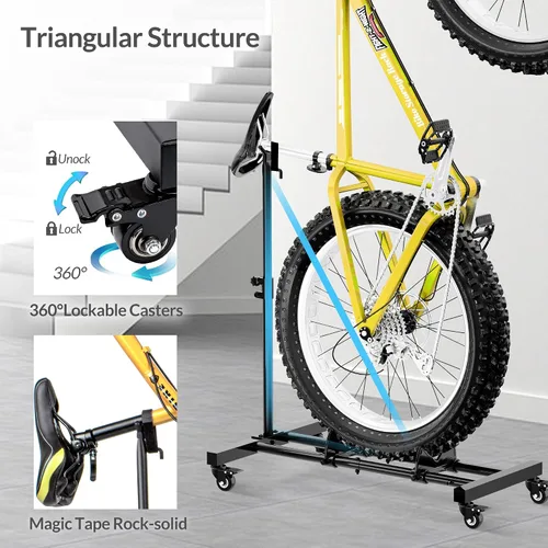 Vista 7 de Sttoraboks Soporte vertical para bicicleta, soporte de bicicleta independiente para garaje, soporte vertical para bicicleta, soporte para bicicleta