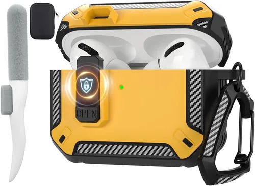Vista 51 de Maxjoy Funda para AirPods Pro 3 2025, MagSafe compatible con bloqueo automático, funda protectora a prueba de golpes con soporte para teléfono