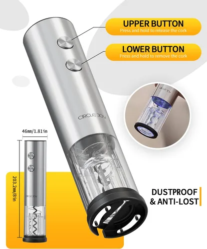 Vista 5 de CIRCLE JOY Abrevino eléctrico recargable 5 en 1 acero inoxidable juego de regalo de vino con cortador de aluminio, vertedor aireador de vino, anillo