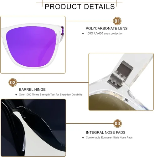 Vista 3 de ANDWOOD Gafas de sol para mujeres y hombres protección UV con espejo lindas y divertidas gafas de sol para niñas adolescentes y exteriores