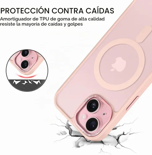 Vista 3 de BENTOBEN Funda para iPhone 15, funda para iPhone 15 compatible con MagSafe, funda magnética mate translúcida a prueba de golpes para mujeres y Rosa