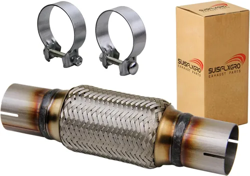 Vista 14 de Tubo Flexible de Escape SUISFLXGRO Universal Tipo 100% Acero Inoxidable Para Carga Pesada y Autos (1 PC, 2X8X12)