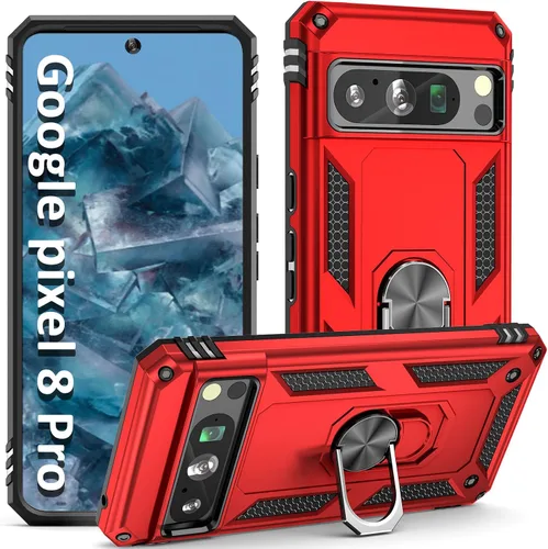 Vista 7 de ADDIT Pixel 8 - Funda para Google Pixel 8, con anillo de soporte, soporte ajustable, grado militar, protección resistente, a prueba de golpes