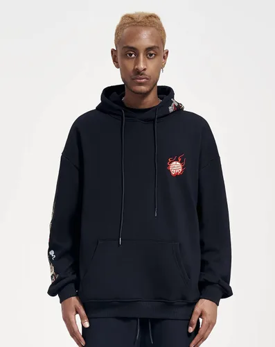 Vista 3 de Niepce Inc Streetwear - Sudaderas con capucha bordadas con estampado de dragón para hombre