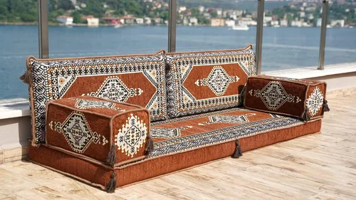 Vista 5 de Cojines de asiento de piso árabe individuales, sofá árabe Majlis, rincón de lectura, sofá biplaza, sofá de un solo piso, almohadas de piso otomano