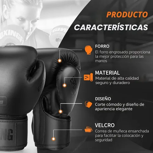 Vista 2 de Guantes de boxeo para hombres y mujeres, adecuados para boxeo, kickboxing, artes marciales mixtas, Muay Thai, MMA, entrenamiento con saco pesado
