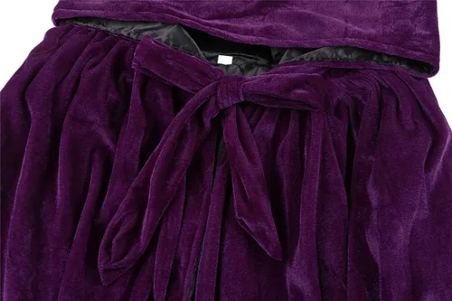 Vista 7 de Capa de terciopelo reversible con capucha forrada con satén renacentista, medieval, Halloween, Navidad, cosplay