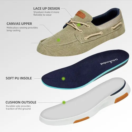 Vista 5 de OrthoComfoot Mocasines ortopédicos sin cordones para hombre mocasines casuales de lona para fascitis plantar con soporte de arco, cómodos zapatos