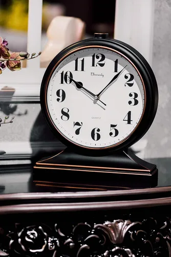 Vista 5 de Reloj de mesa moderno con esfera silenciosa, sin tictac, de 10 pulgadas, transparente y fácil de leer, utilizado para sala de estar, decoración