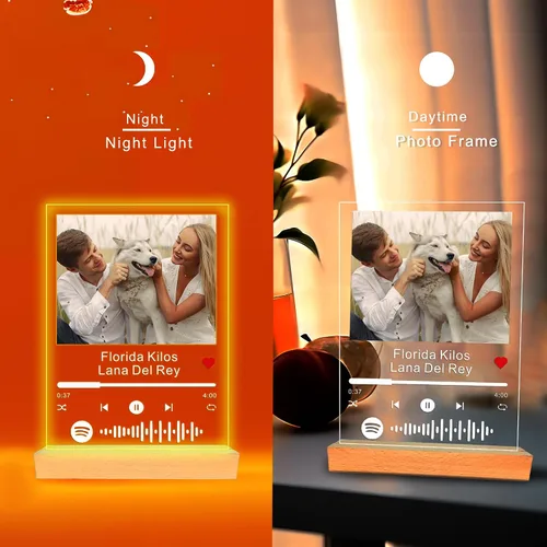 Vista 3 de Placa acrílica personalizada para Spotify, personaliza nuestra placa acrílica con tu canción y foto favoritas, regalos personalizados para el día