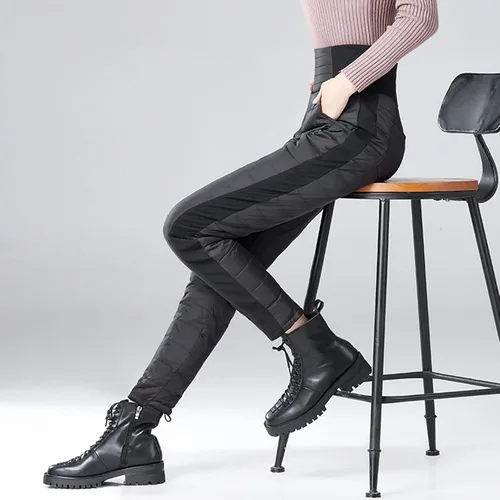 Vista 4 de Pantalones de calefacción eléctrica con calefacción inteligente USB para mujer, pantalones cálidos para esquí, pantalones de color liso con bolsillos