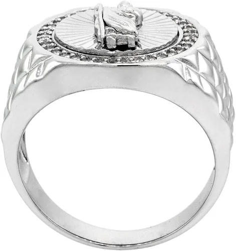 Vista 2 de Anillo redondo de plata de ley de 0.4in con circonio cúbico para hombre, talla 39 13