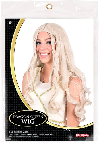 Vista 2 de Peluca renacentista de la reina del dragón, 1 unidad, pelucas de fibra sintética para mujer, peluca rubia de la madre de los dragones, peluca