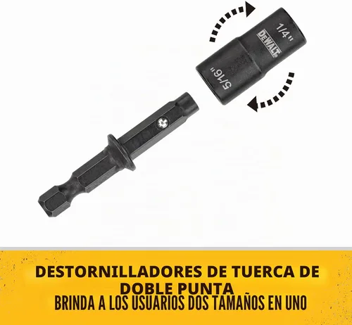 Vista 3 de DEWALT Destornillador de tuerca, doble extremo, 1/4 pulgadas + 5/16 pulgadas (DWADEND14516)