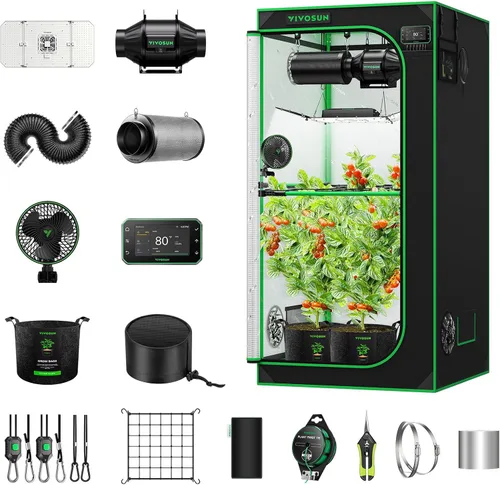 Vista 12 de VIVOSUN Smart Pro - Kit de tienda de cultivo de 2 x 2 pies, 1 planta, control automático integrado con WiFi con GrowHub E42A+, luz LED