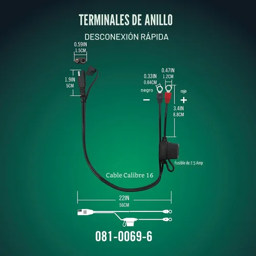 Vista 2 de Battery Tender - Arnés de terminal de anillo accesorio con cable - Adaptador de cable de 45,72 cm con desconexión rápida SAE - Fácil, rápido