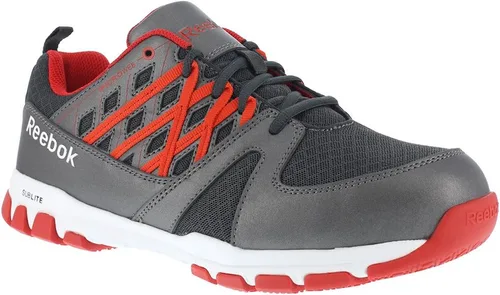 Vista 2 de Reebok Men's Rb4005 Sublite Safety Toe Athletic Work Shoe Grey with Red Trim Industrial & Construction