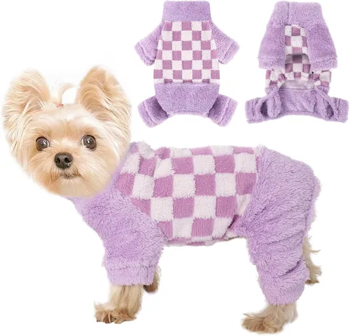 Vista 9 de Suéteres para perros pequeños para invierno, pijamas de perro de tamaño pequeño para niños y niñas, ropa de forro polar para mascotas, atuendo